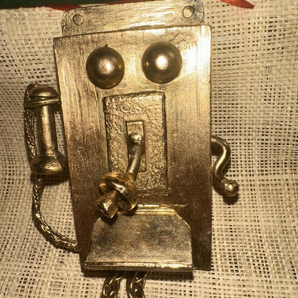 VTG 1970's Amazing Counter Culture Phone Gossip Telephone Necklace Artsy Boho - Picture 5 of 9